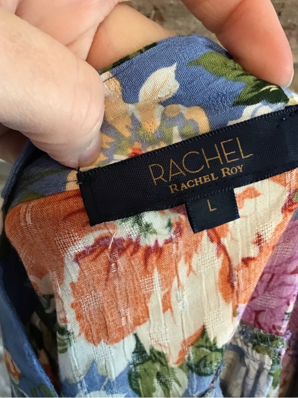 RACHEL Rachel Roy Periwinkle Blue Floral Tie-Front Blouse L - Picture 8 of 9